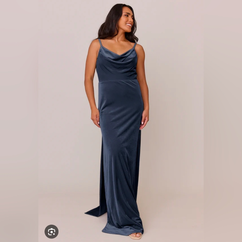 NWOT Revelry‎ Slate Blue Velvet Ball gown Size 6